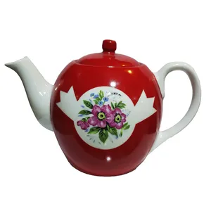 قوری چینی مدل گل سرخی