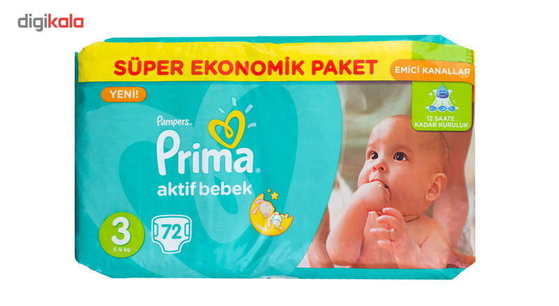 پوشک پریما سایز 3 بسته 72 عددی