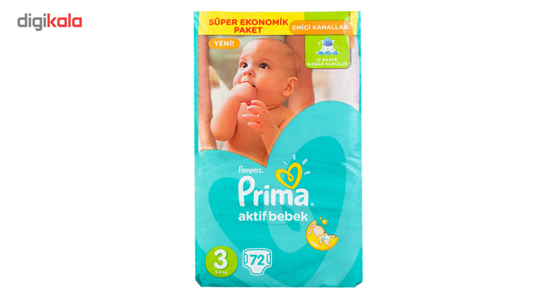 پوشک پریما سایز 3 بسته 72 عددی