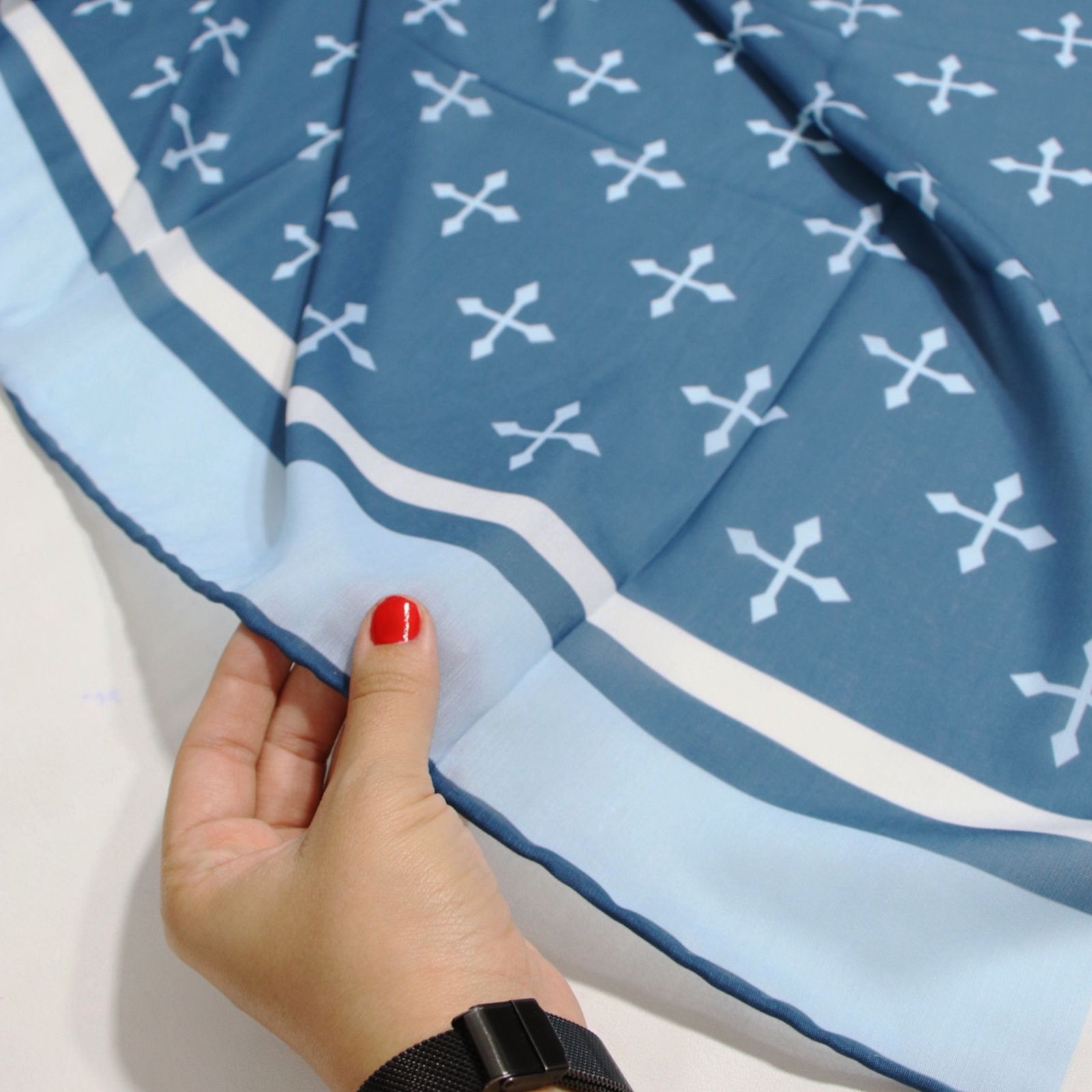 روسری زنانه مدل نخی جدید دور دست دوز قواره 110 کد ana-7095 -  - 27