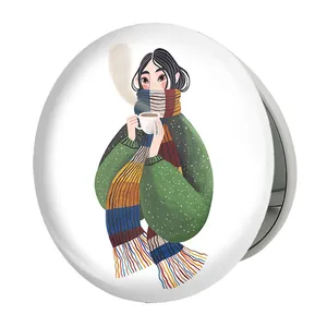 آینه جیبی خندالو طرح دخترونه مدل تاشو کد 6026 