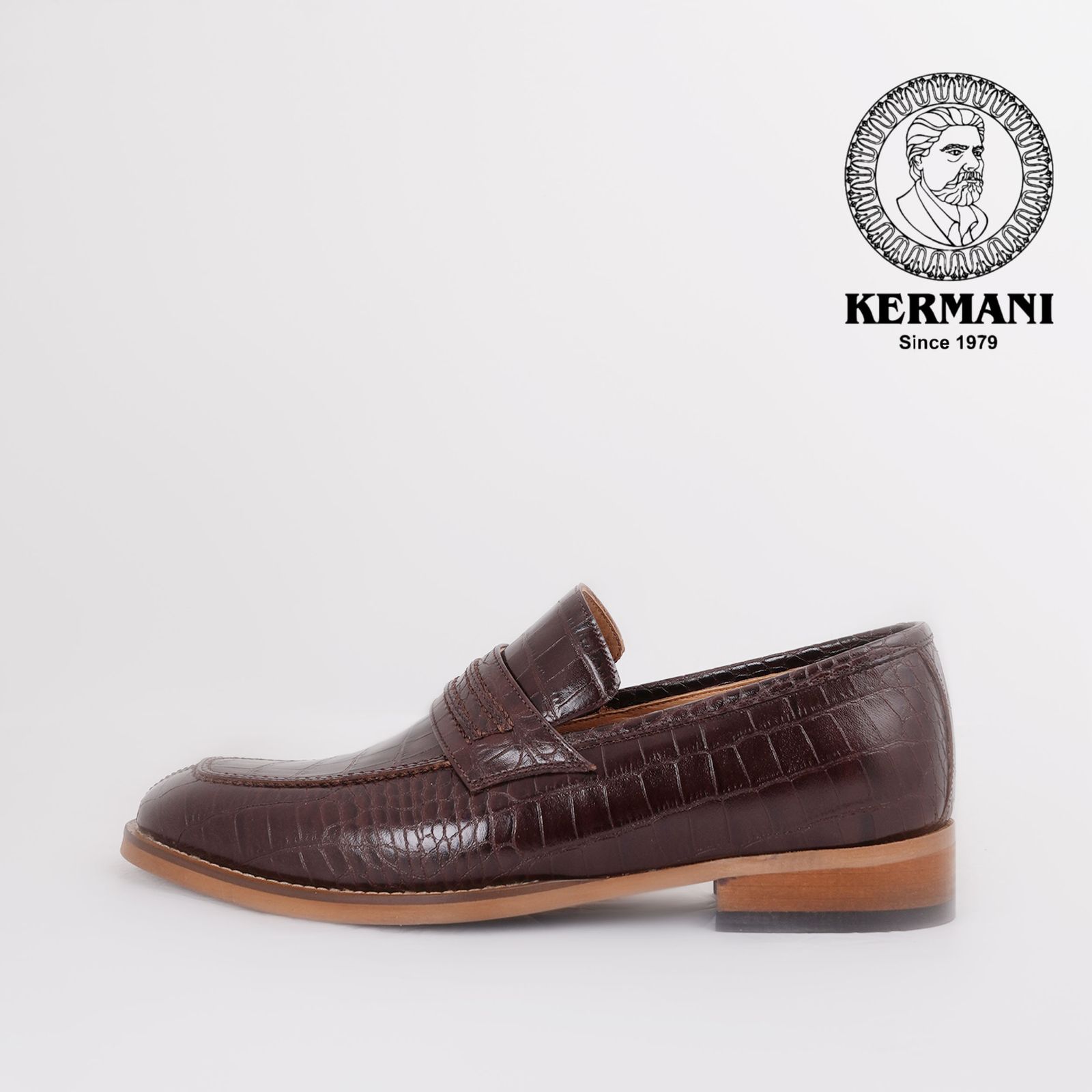 کفش مردانه کرمانی مدل چرم دستدوز طبیعی کروکو کد 1064 رنگ قهوه ای -  - 6