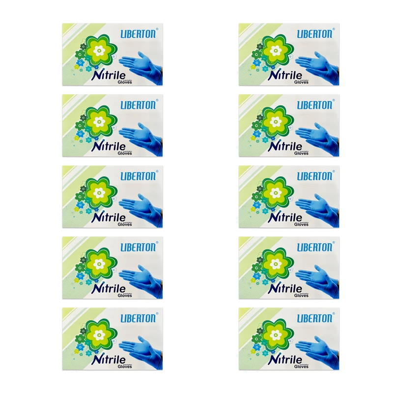 دستکش نیتریل لیبرتون مدل Latex Free سایز L ده بسته 100 عددی