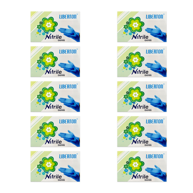 دستکش نیتریل لیبرتون مدل Latex Free سایز M ده بسته 100 عددی