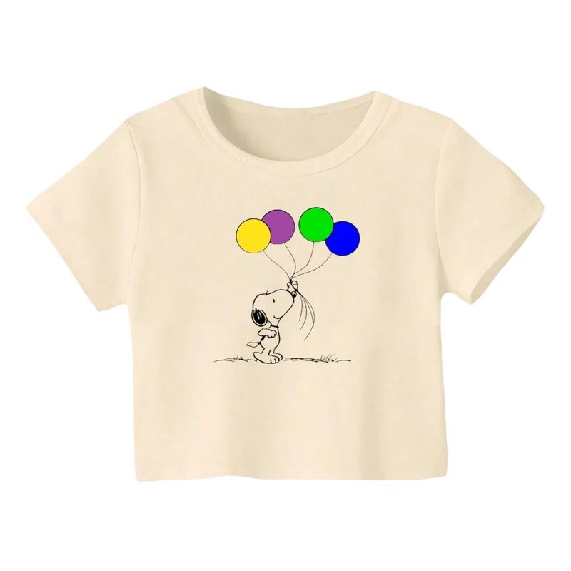 کراپ‌ تی‌شرت آستین کوتاه زنانه مدل اسنوپی کد 40