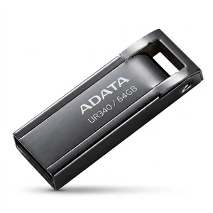 فلش مموری ای دیتا مدل ur340 ظرفیت 64 گیگابایت با بدنه فلزی، رابط usb 3.2 gen1 type-a، سرعت انتقال 100 مگابایت بر ثانیه و پشتیبانی از سیستم عامل های ویندوز، مک و لینوکس