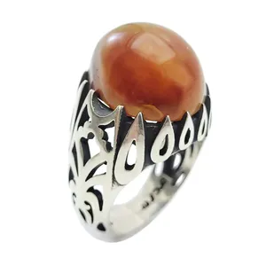 انگشتر نقره مردانه مدل عقیق سلیمانی کد 4704360