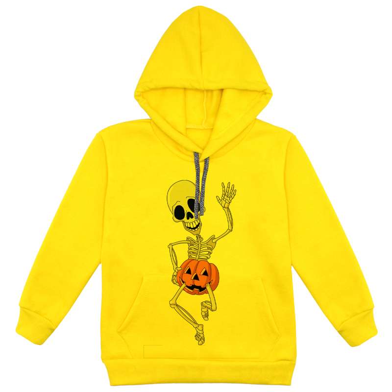 هودی پسرانه مدل اسکلت F24 رنگ زرد