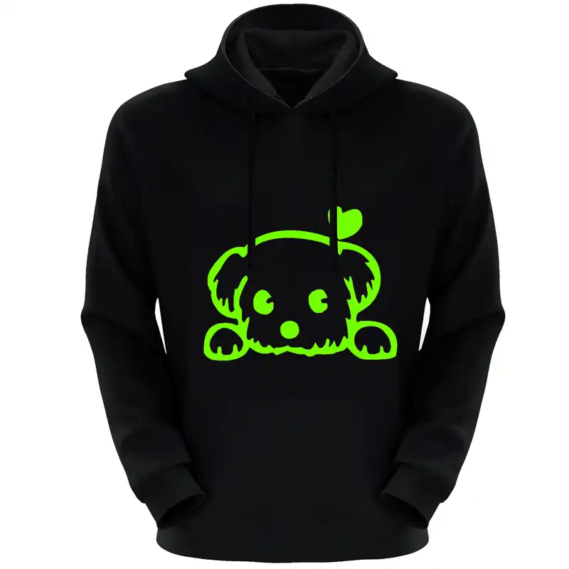 هودی زنانه مدل سگ E1557 رنگ مشکی