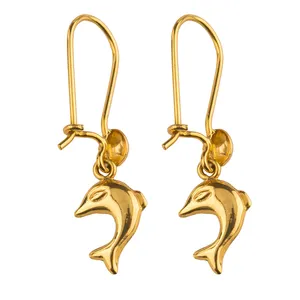 گوشواره طلا 18عیار گالری طلاچی مدل آویز دلفین
