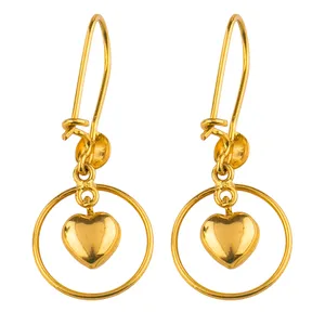 گوشواره طلا 18عیار گالری طلاچی مدل آویز قلب و حلقه