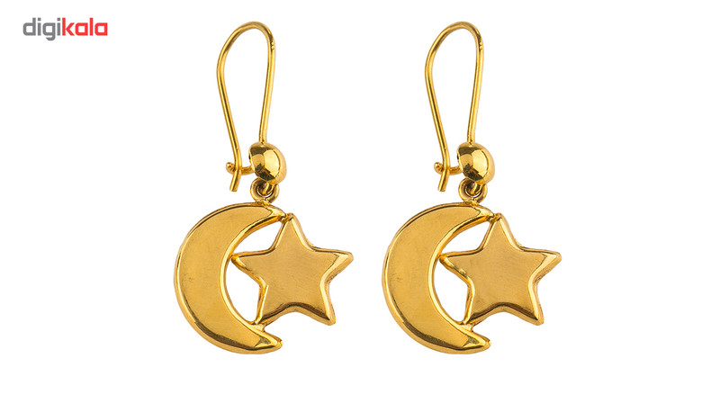 گوشواره طلا 18عیار گالری طلاچی مدل آویز ماه و ستاره - 2