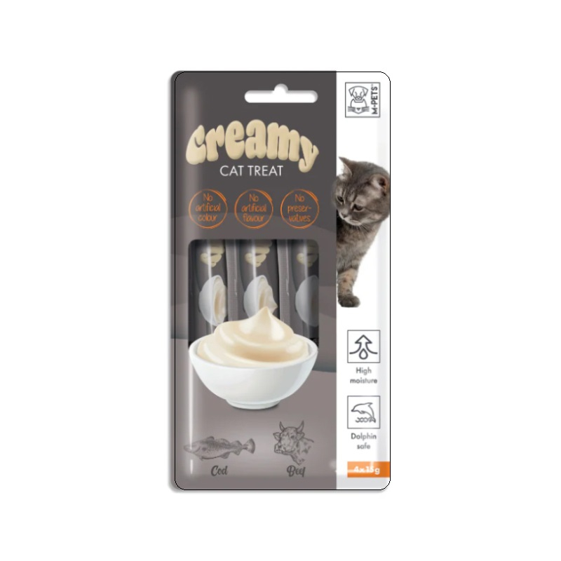 بستنی گربه ام پتس مدل CREAMY طعم گوشت گاو و ماهی کاد وزن 60 گرم