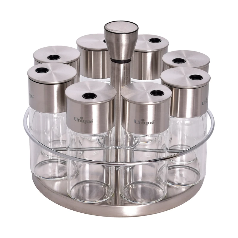 ست جا ادویه 8 پارچه یونیک کد 1622 به همراه استند 