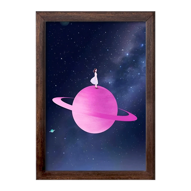 تابلو خندالو طرح دختر و کهکشان کد F3594
