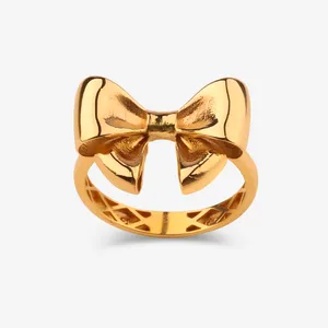 انگشتر طلا کم اجرت 18 عیار زنانه گالری طلا ده مدل پاپیون سایز 55