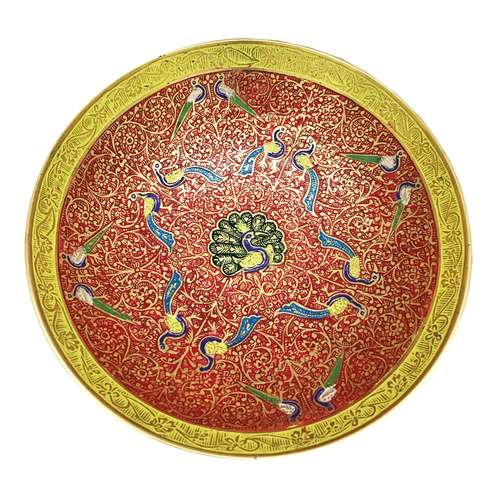 ظرف شیرینی خوری برنجی جام هنر مدل دوطاووس 7.5