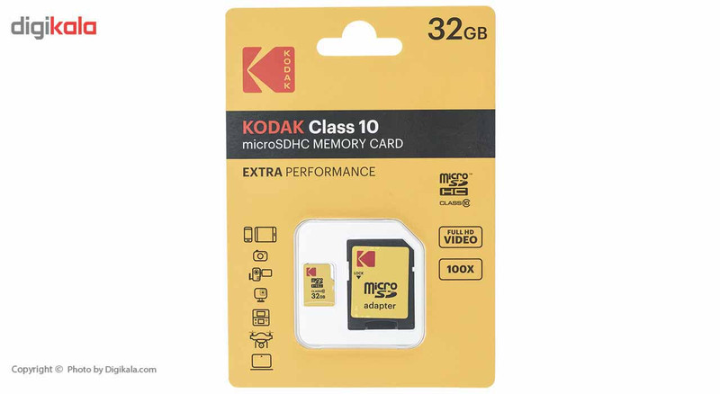 کارت حافظه microSDHC کداک مدل EXTRA PERFORMANCE کلاس 10 همراه با آداپتور ظرفیت 32 گیگابایت