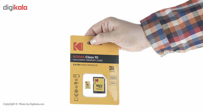 کارت حافظه microSDHC کداک مدل EXTRA PERFORMANCE کلاس 10 همراه با آداپتور ظرفیت 32 گیگابایت