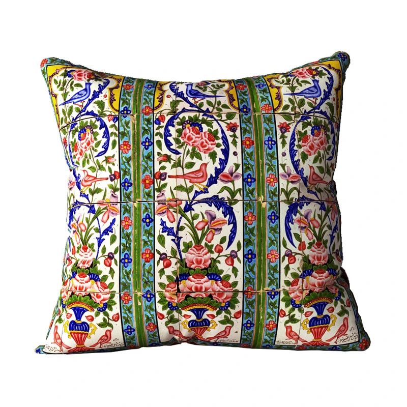 کوسن آرت مان مدل گل و مرغ کد 03 سایز 40×40