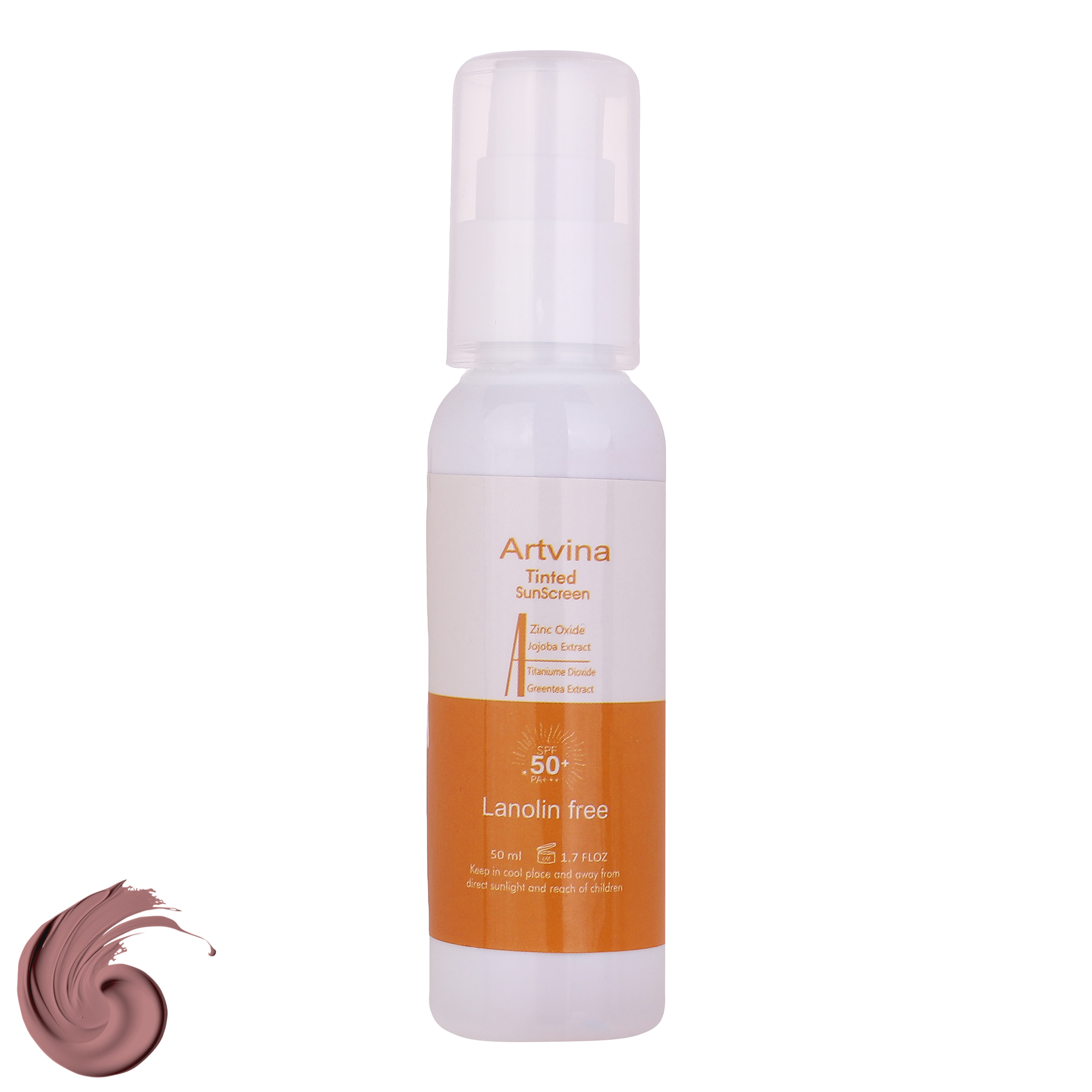 کرم ضد آفتاب رنگی صورت و بدن آرت وینا SPF50 مدل COVER و PA+++ مناسب انواع پوست حجم 50 میلی‌لیتر