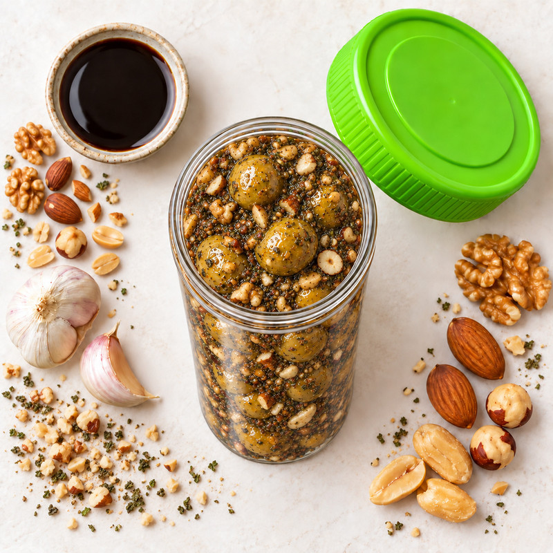 زیتون پرورده چهار مغز سبزینو - ۵۰۰ گرم