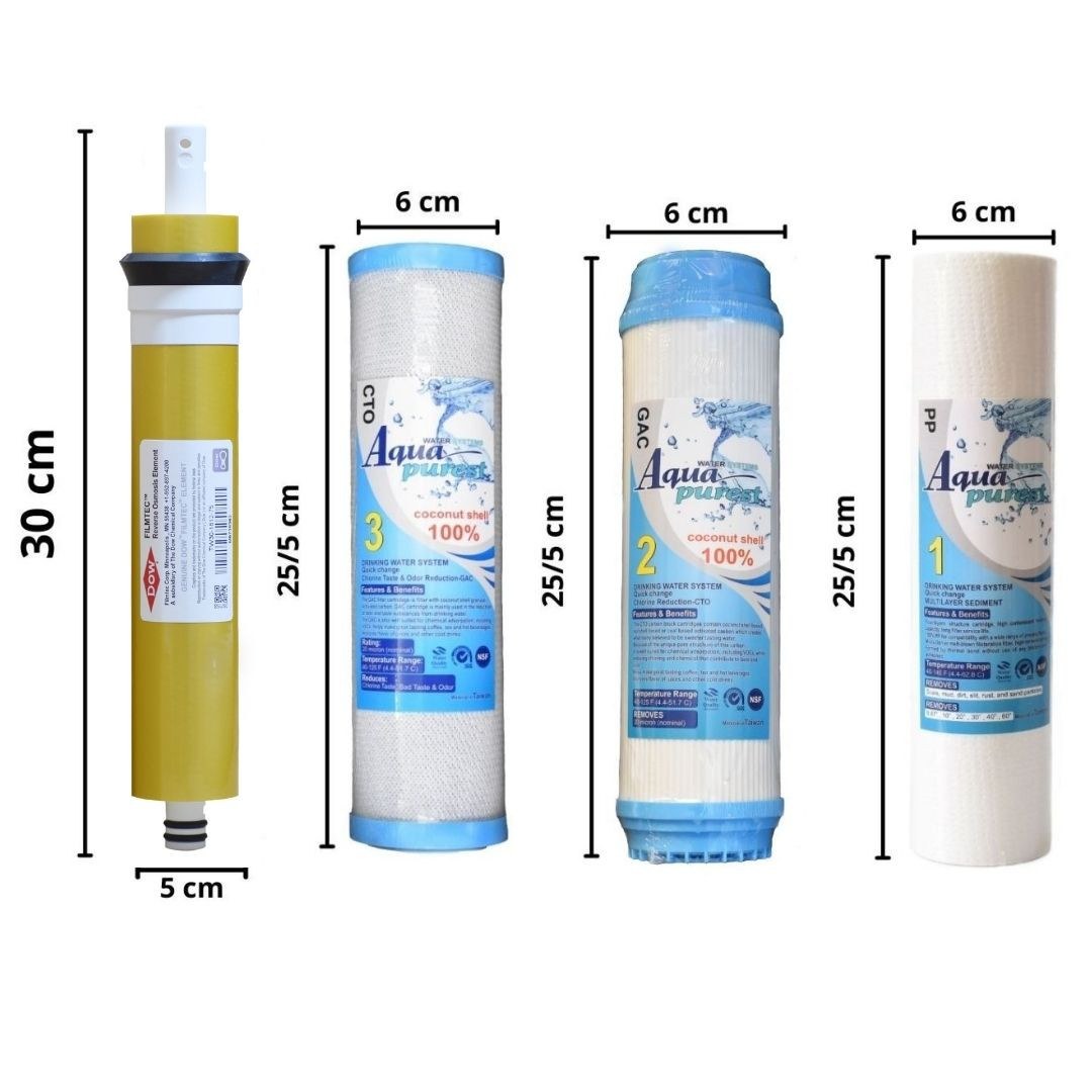 فیلتر دستگاه تصفیه کننده آب آکوا پیورست مدل AP-PAC GOLD 04 مجموعه 5 عددی به همراه فیلتر ممبران فیلمتگ مدل DOW فیلتر دستگاه تصفیه کننده آب آکوا پیورست مدل AP-PAC GOLD 04 مجموعه 5 عددی به همراه فیلتر ممبران فیلمتگ مدل DOW