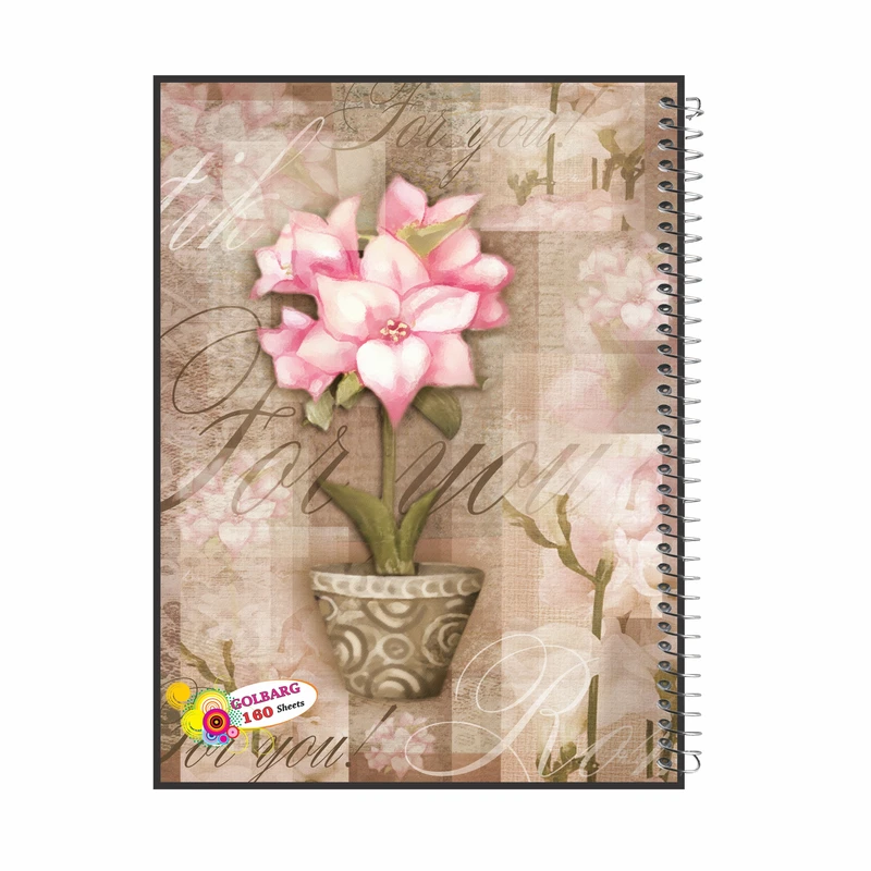 دفتر مشق 160 برگ گلبرگ طرح گل زیبا کد 6052