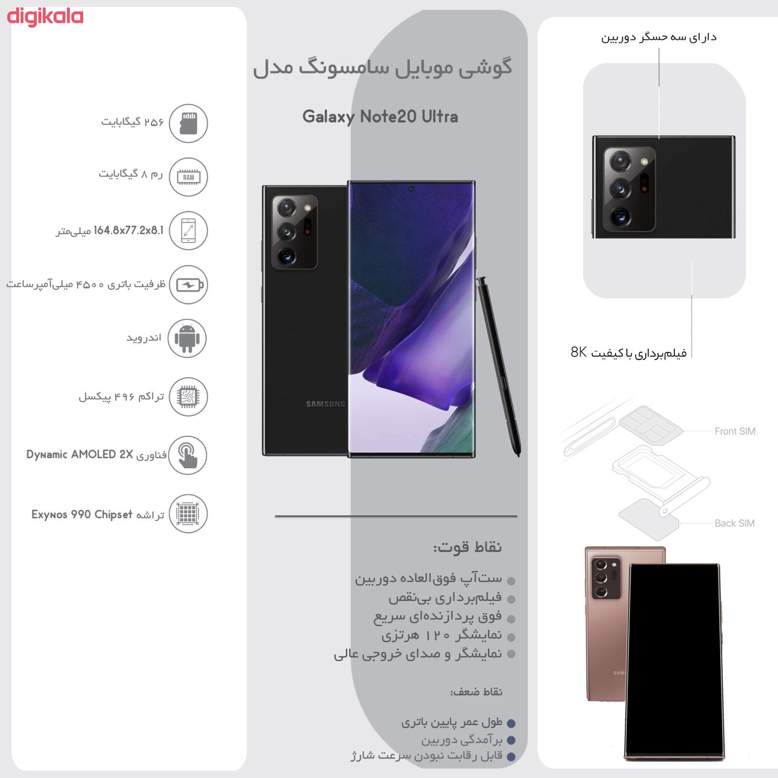 گوشی موبایل سامسونگ مدل Galaxy Note20 Ultra SM-N985F/DS دو سیم کارت ظرفیت 256 گیگابایت main 1 30