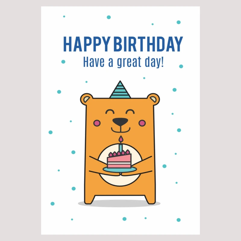 کارت پستال مدل Happy birthday خرس کد 30