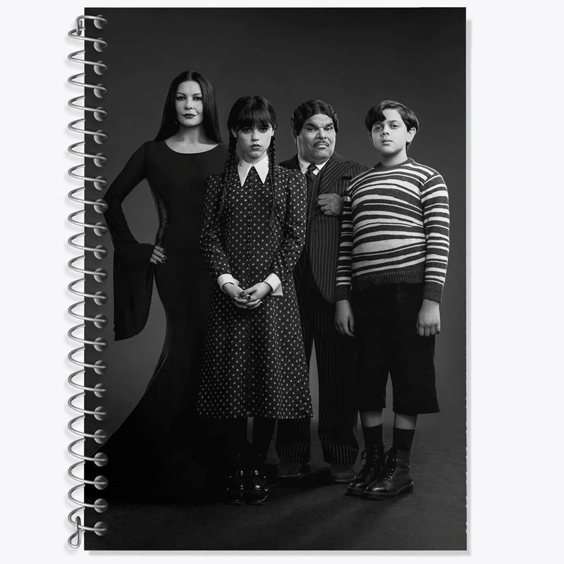 دفتر زبان 50 برگ خندالو مدل دو خط طرح خانواده آدامز ونزدی Wednesday کد 22043