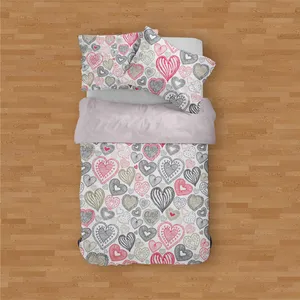 سرویس روتختی مدوپد طرح قلب‌های رنگی مدل PAT00229 یک نفره 4 تکه