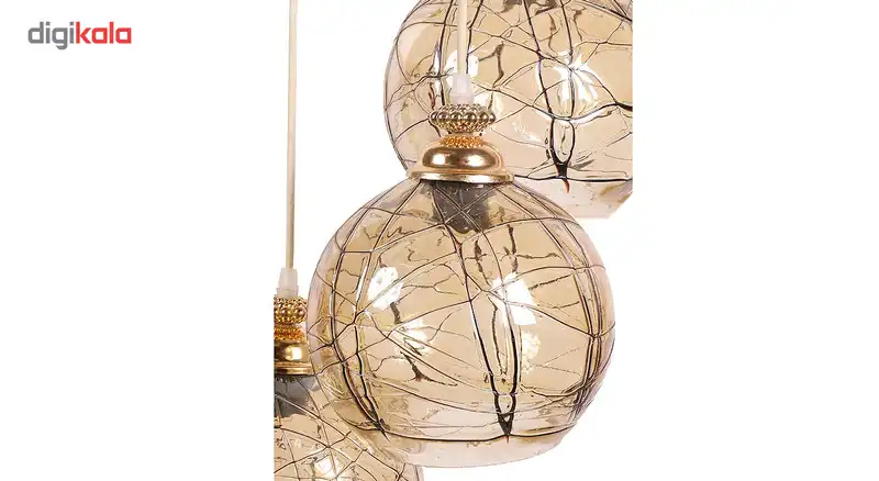 لوستر و چراغ آویز3 شعله سهیل مدل گلد 2