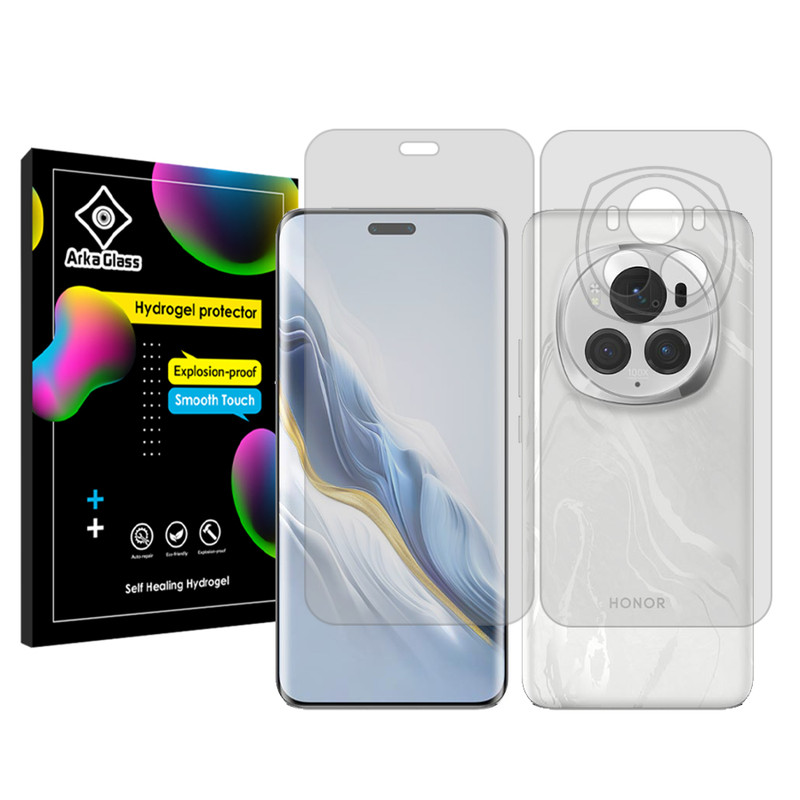 محافظ صفحه نمایش شفاف آرکا گلس مدل Tough مناسب برای گوشی موبایل آنر Magic 6 Pro  به همراه محافظ پشت گوشی