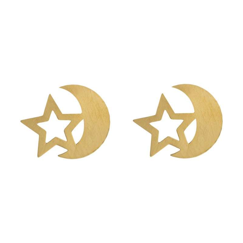 گوشواره طلا 18 عیار زنانه قیراط مدل ستاره ماه کد GH6268