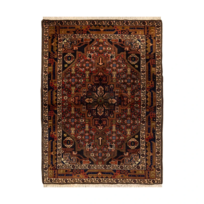 فرش دستبافت 0.79 متری طرح کلیایی کد 45P1117 زمینه لاکی