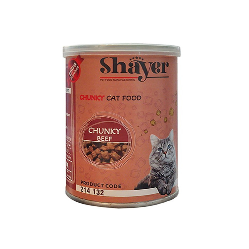 کنسرو گربه شایر مدل چانک طعم گوشت وزن 400 گرم