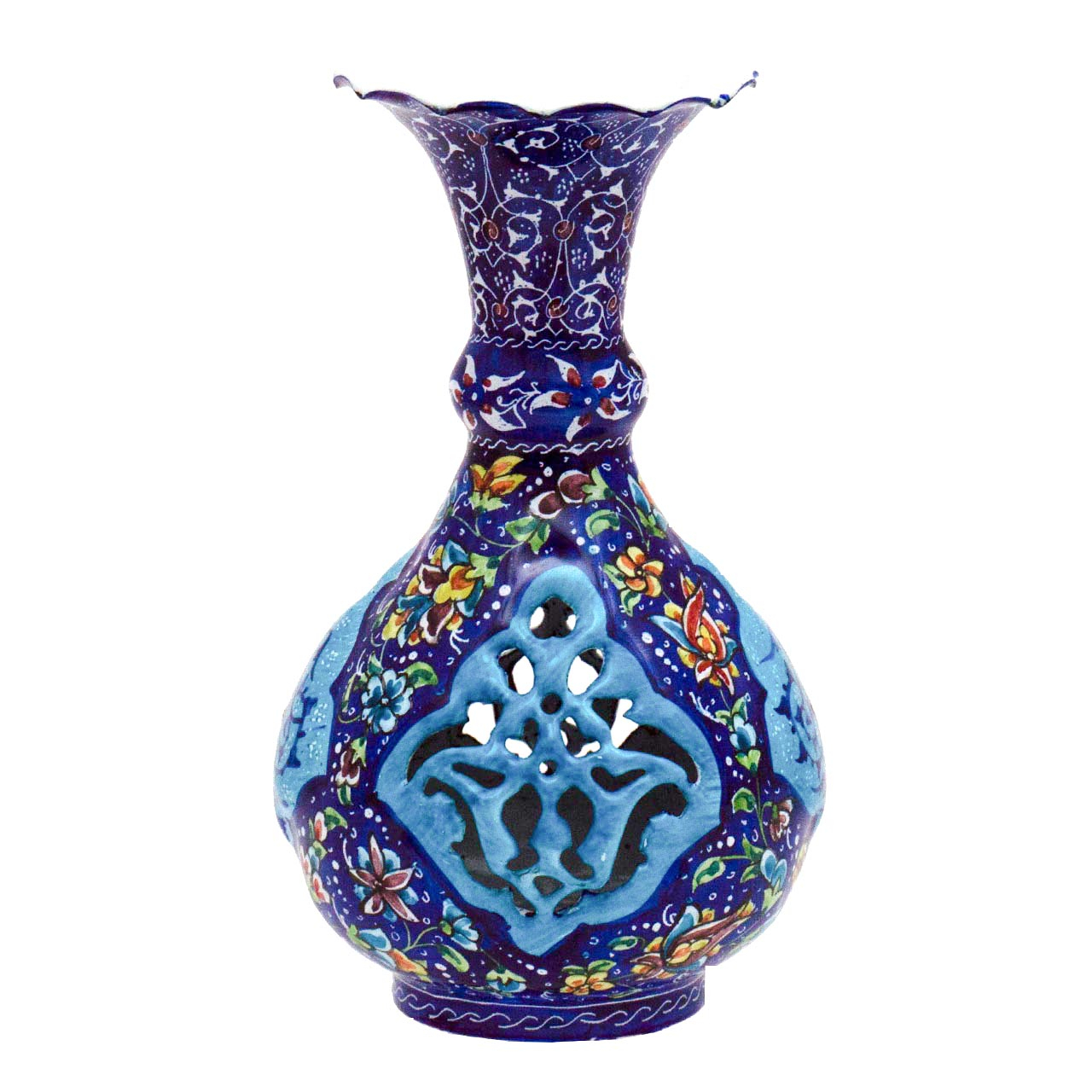 گلدان میناکاری مسی رستا طرح فانتزی 156-12-102 ارتفاع 15 سانتی متر