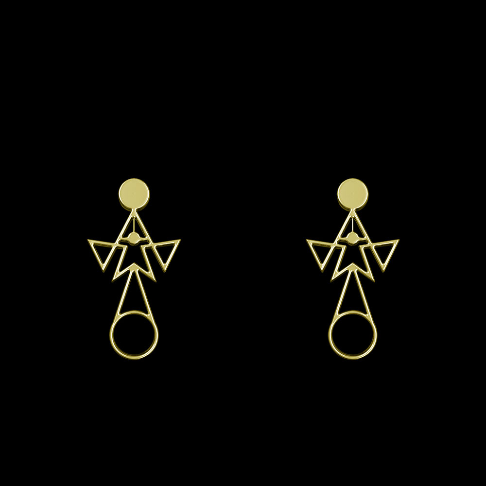 گوشواره طلا 18 عیار زنانه مدوپد مدل هندسی کد GA1-10330