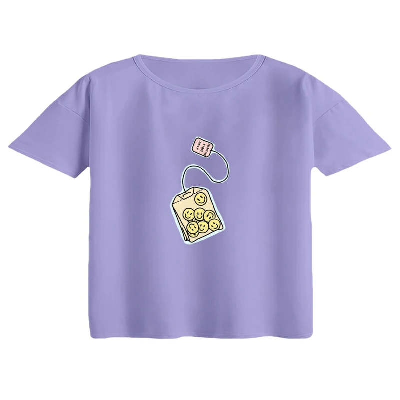 کراپ تی‌شرت آستین کوتاه زنانه مدل وایب مثبت