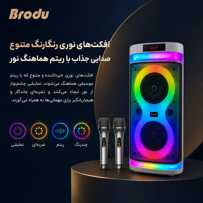 اسپیکر برودو مدل IKARAOKE DUAL 8INCH WOOFER