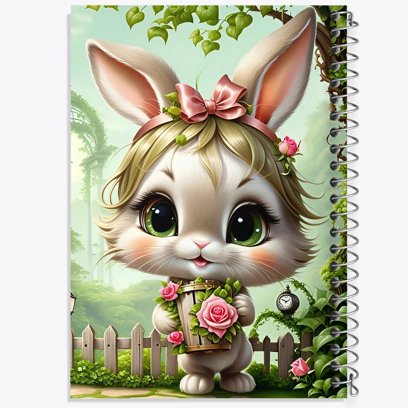 دفتر ژورنال نویسی 50 برگ خندالو مدل نقطه ای طرح خرگوش کیوت کد F6740