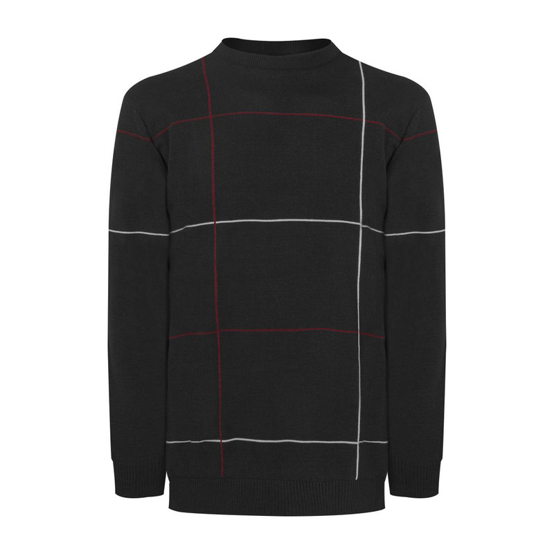 پلیور مردانه مدل یقه گرد خط دار رنگ مشکی