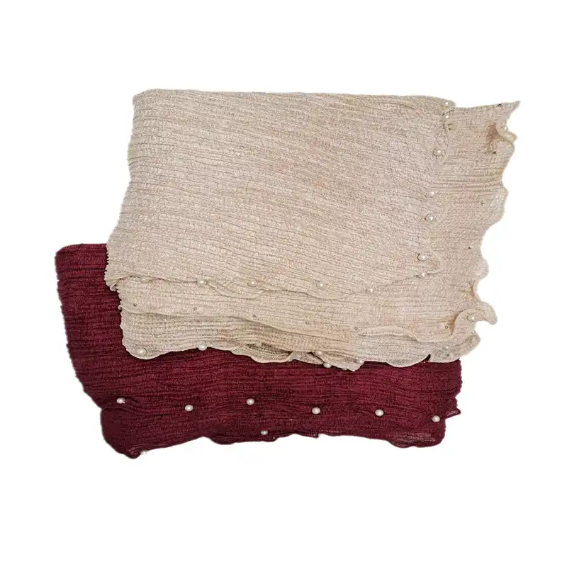 شال زنانه مدل پلیسه لبه دالبر مرواریدی