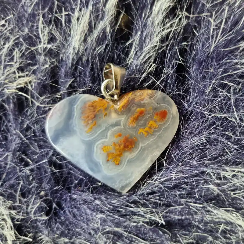 آویز گردنبند زنانه مدل  عقیق شجر طرح قلب کدB10