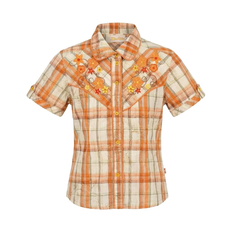 شومیز آستین کوتاه یقه برگردان دخترانه مدل لوپی گل افشان