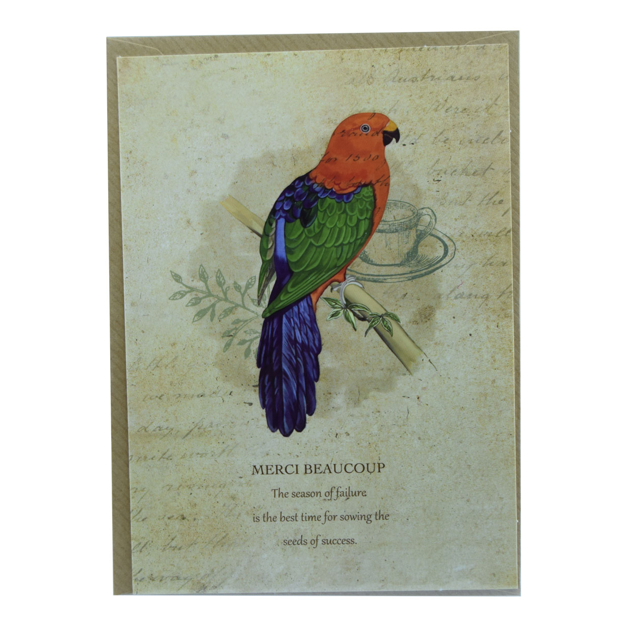 کارت پستال طرح پرنده رنگی