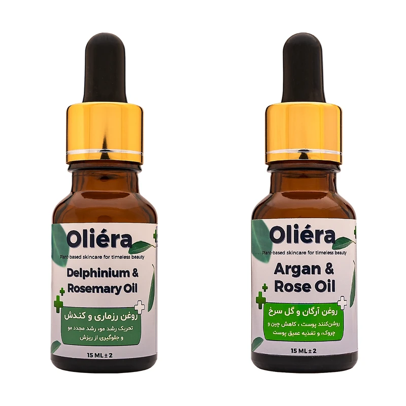 روغن پوست و مو ترکیبی آرگان ، گل سرخ ، رزماری و کندش اُلیئرا مدل A حجم 30 میلی لیتر بسته 2 عددی