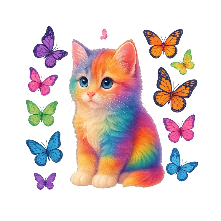 استیکر پارچه و لباس پاد آفرین مدل گربه کیوت فانتزی بامزه کد S2721