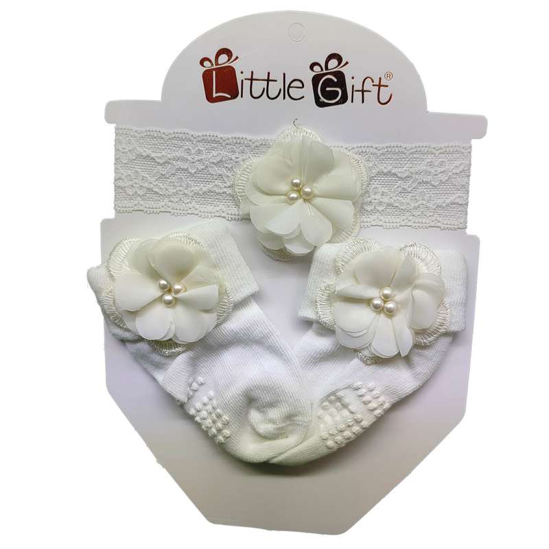 ست هدبند و جوراب نوزادی مدل little gift